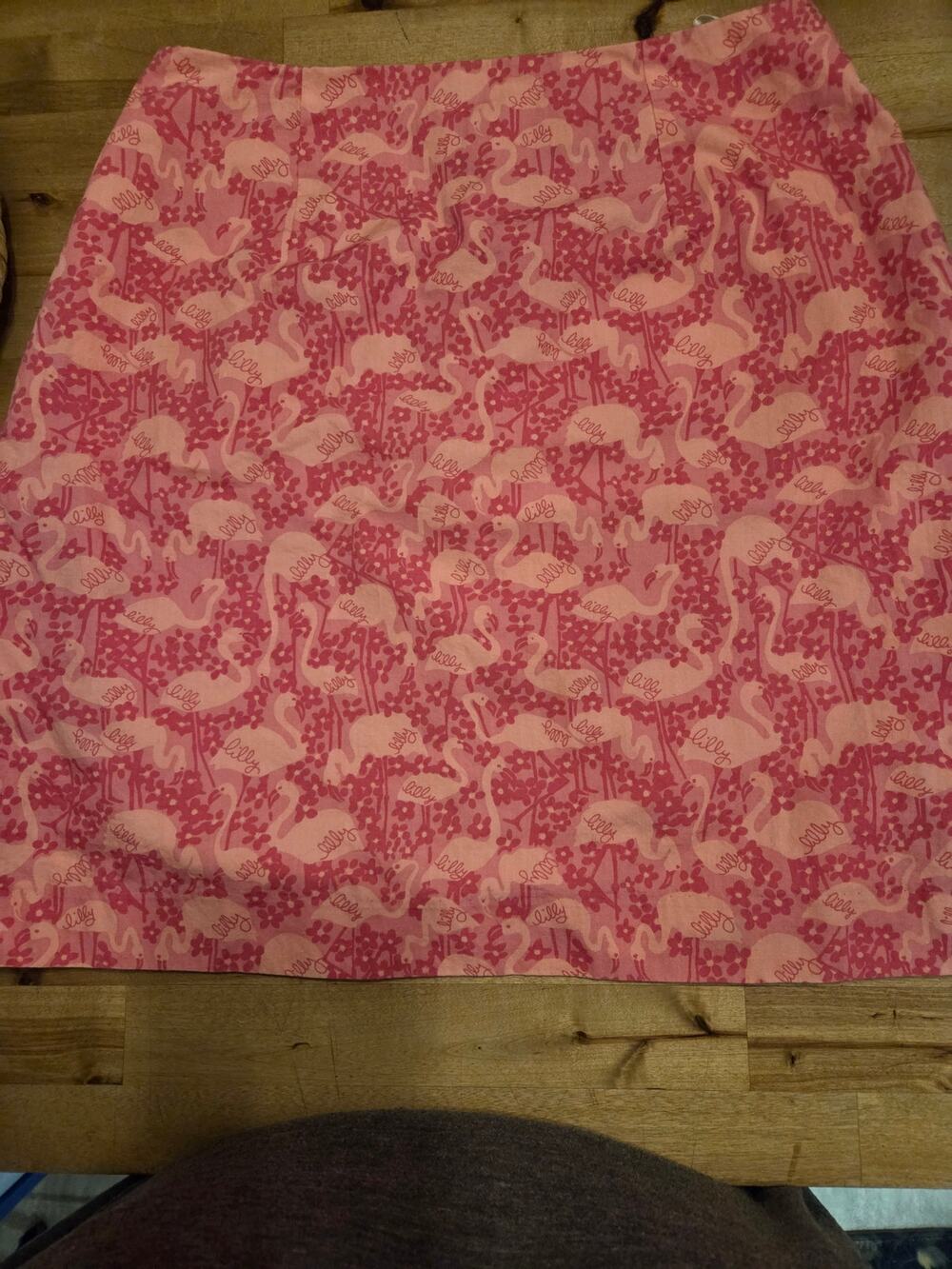 Vintage Lilly Pulitzer Pink Flamingo Print Cotton A-Line Mini Skirt Size 8 - EUC